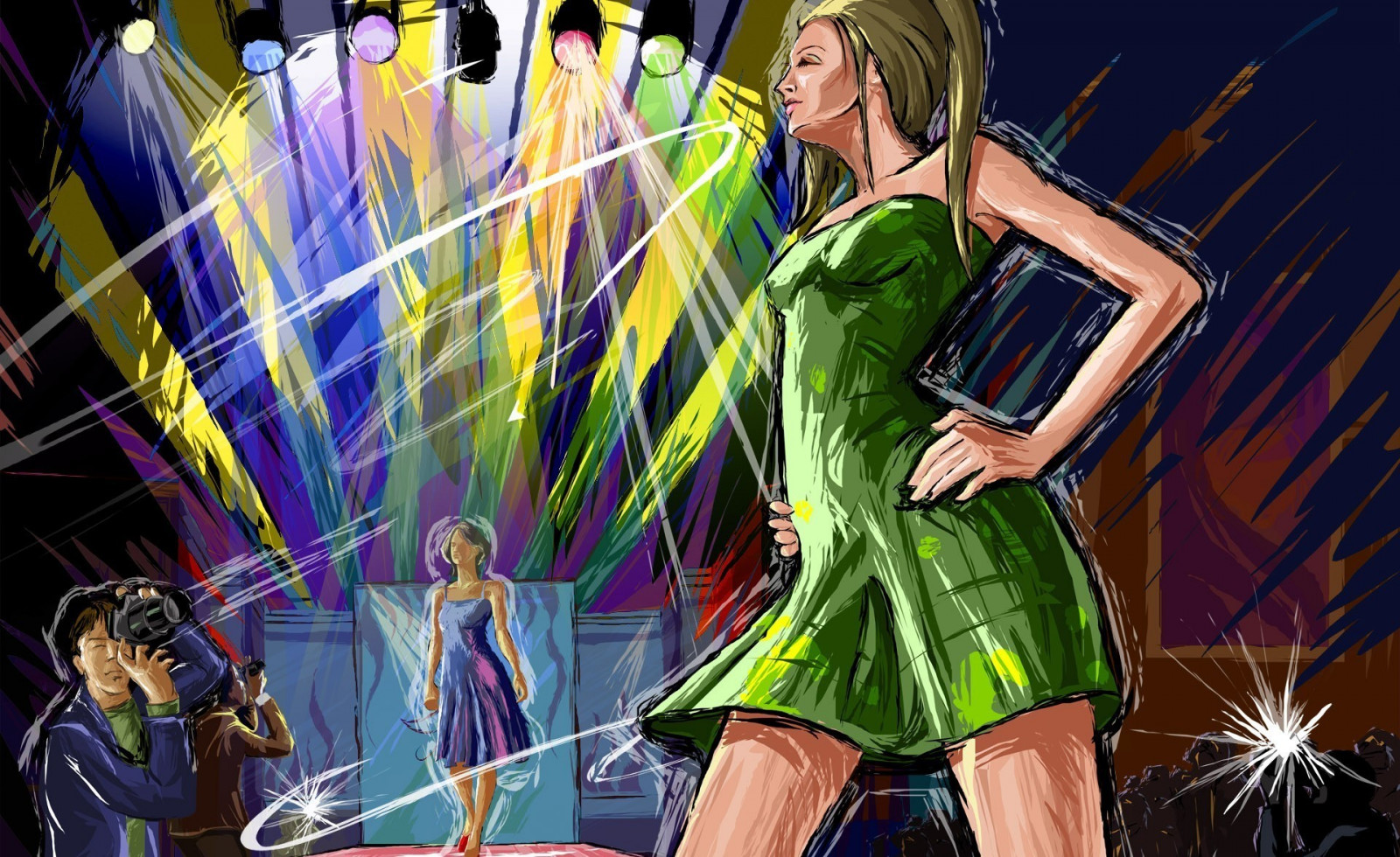 ženy, model, anime, umělecká díla, Fotoaparát, oblečení, fáze, kostým, hudební divadlo, performance