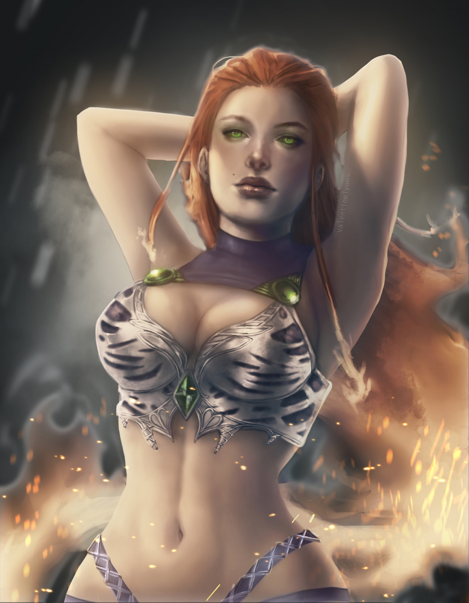 DC Comics, Starfire, Kvinder, rødhåret, Kigger på seeren