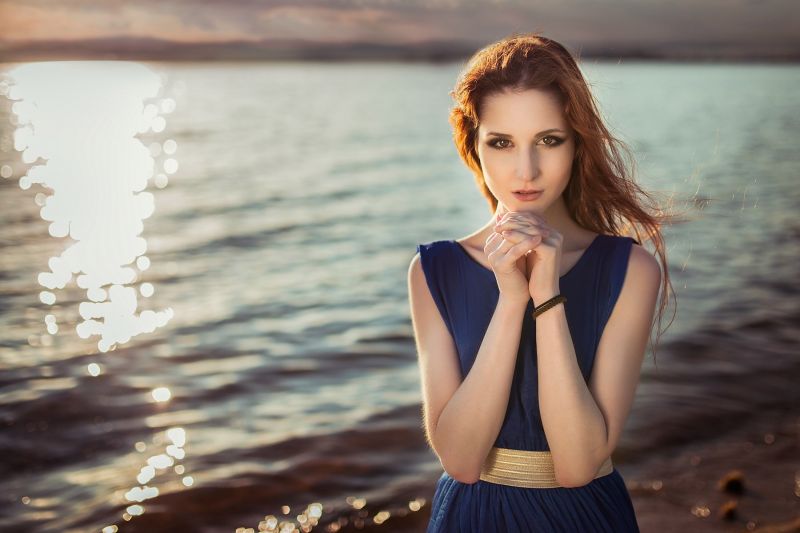 slunečnímu záření, ženy, model, portrét, moře, ryšavý slunečnímu záření, ženy, model, portrét, moře, ryšavý