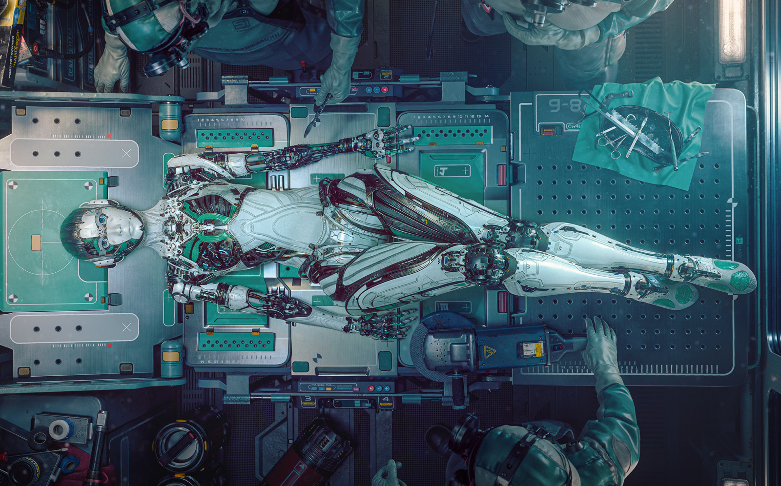 futuristický, ArtStation, robot, stroj, sci-fi, digitální umění