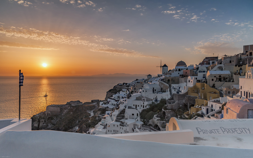 albertwirtz, Řecko, Griechenland, Europa, Evropa, Santorini, oia, západ slunce, sonnenuntergang, odrazy, spiegelung, soukromý pozemek, Egeo, AEG je, egejský, Kykladen, kyklady, hellas, Řecko, greeceislands