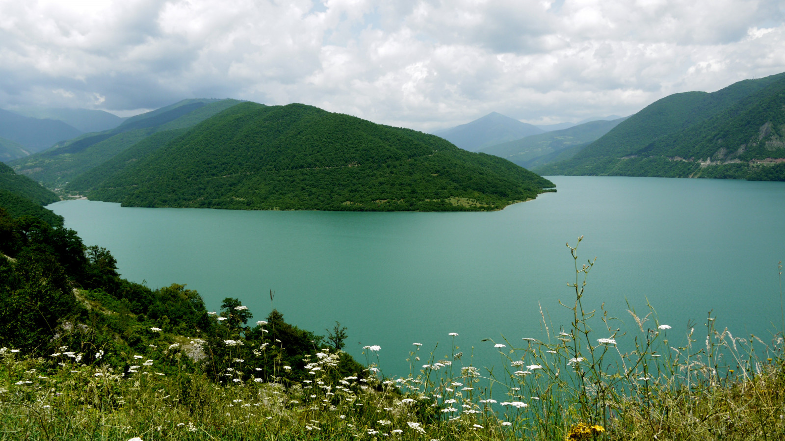 cestovat, Georgia, den, zakalený, tyrkysový, kopce, stopování, stopovat, Zhinvalireservoir, Lphills