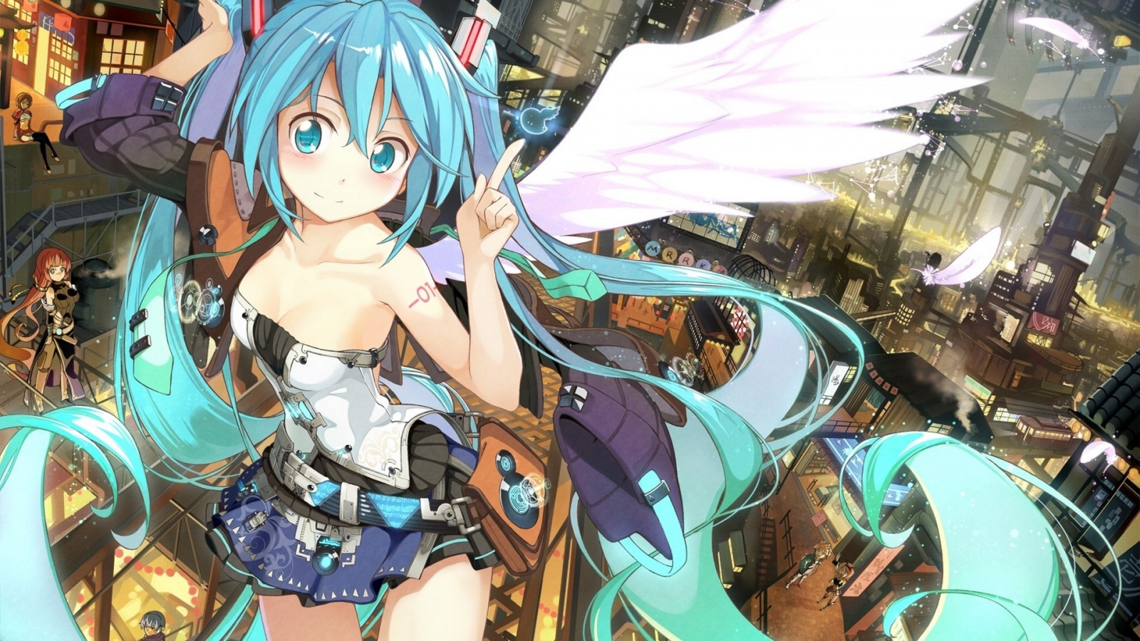 hosszú haj, anime, szárnyak, Vocaloid, Hatsune Miku, képregény, screenshot