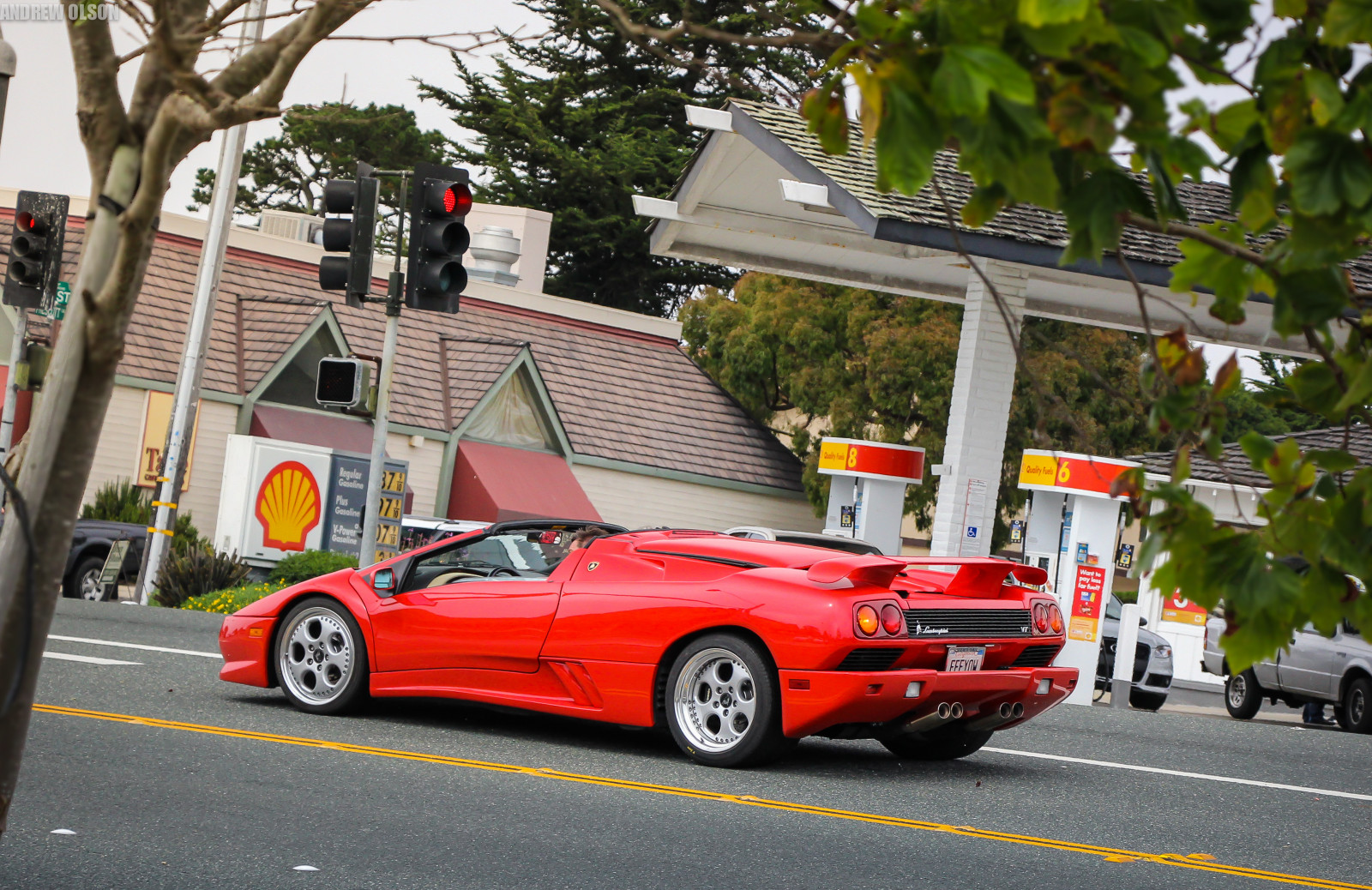 Kalifornie, Červené, Itálie, Kánon, italština, automobil, rychle, Konvertibilní, Diablo, Pacificgrove, Lamborghini, superauto, vt, Roadster, targa, rychlé auto, exoticcar, 2013, 200 mph, 60d