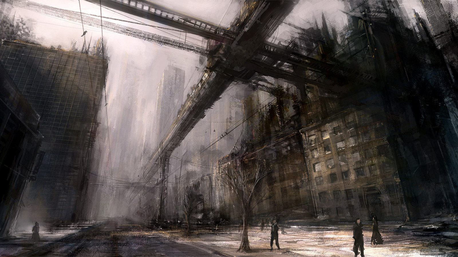 slunečnímu záření, lidé, digitální umění, město, městský, zima, futuristický, umělecká díla, led, dystopian, atmosférický jev