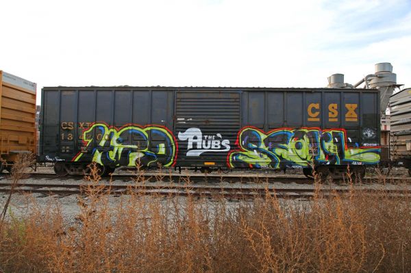 vehicle, train, railway, bench, graffiti, metal