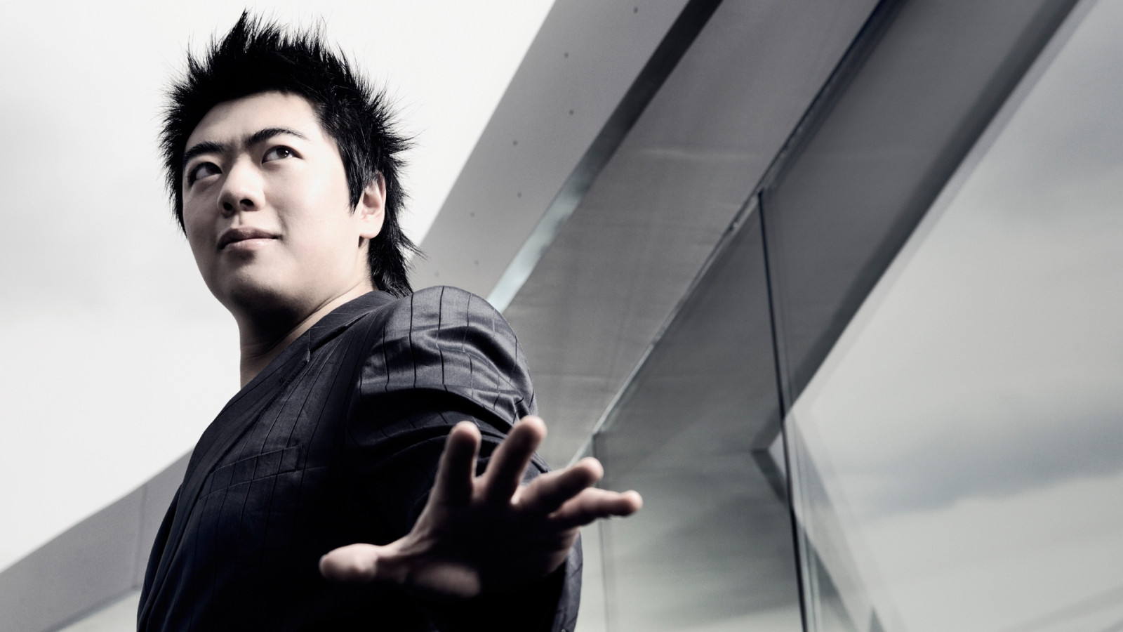 lang lang, มือ, ดู, ตัดผม, ชุดสูท