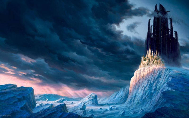 fantasy art, sea, sky, blue, castle, atmosphere fantasy art, sea, sky, blue, castle, atmosphere