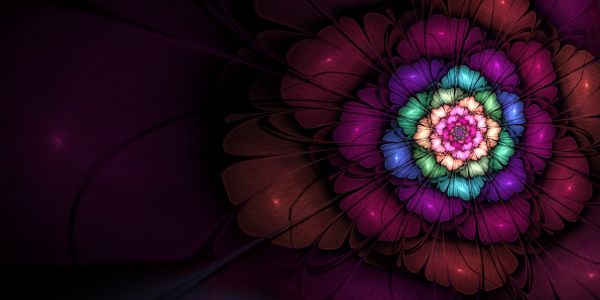 digital art,flowers,3D,purple,fractal,circle