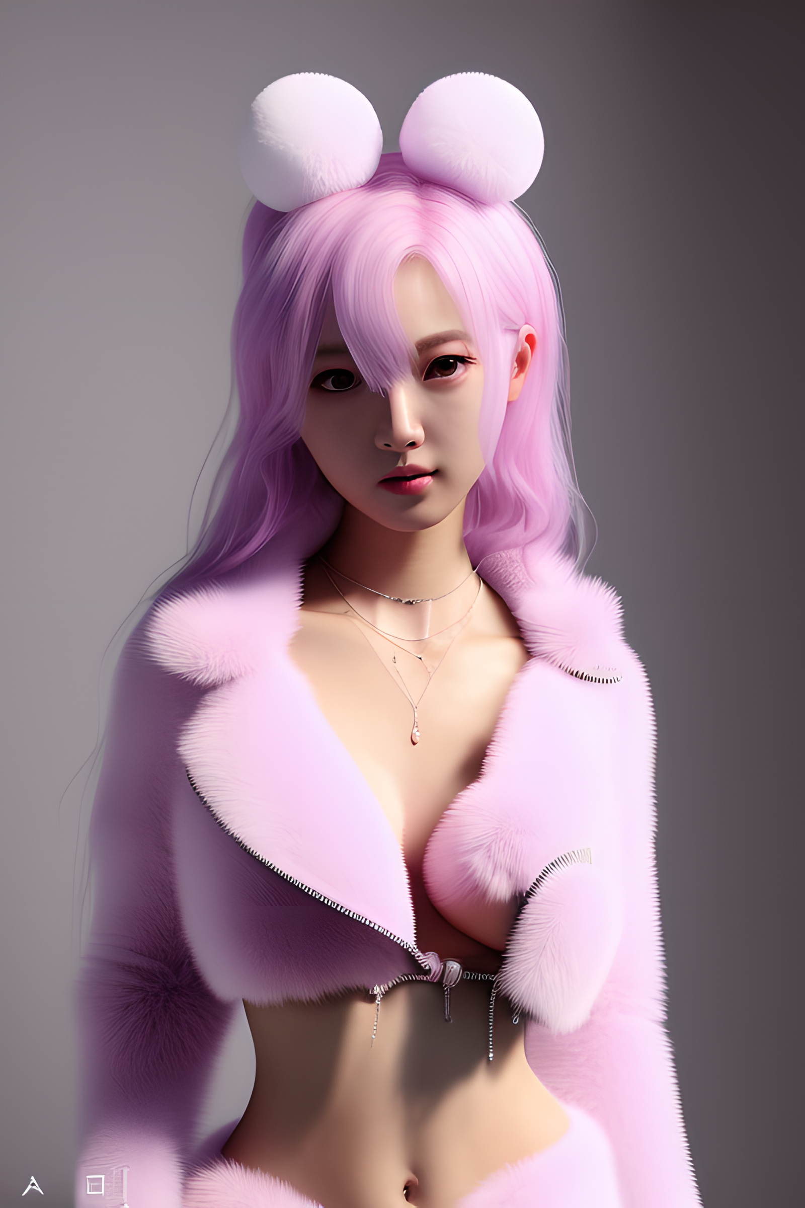 rosa hår, rødmende, fluffy clothe, Blackpink