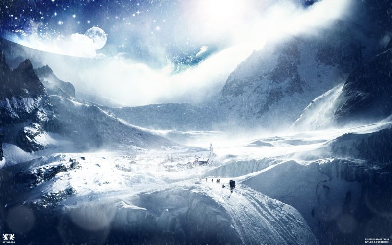 slunečnímu záření, krajina, digitální umění, Příroda, sníh, fantasy umění slunečnímu záření, krajina, digitální umění, Příroda, sníh, fantasy umění