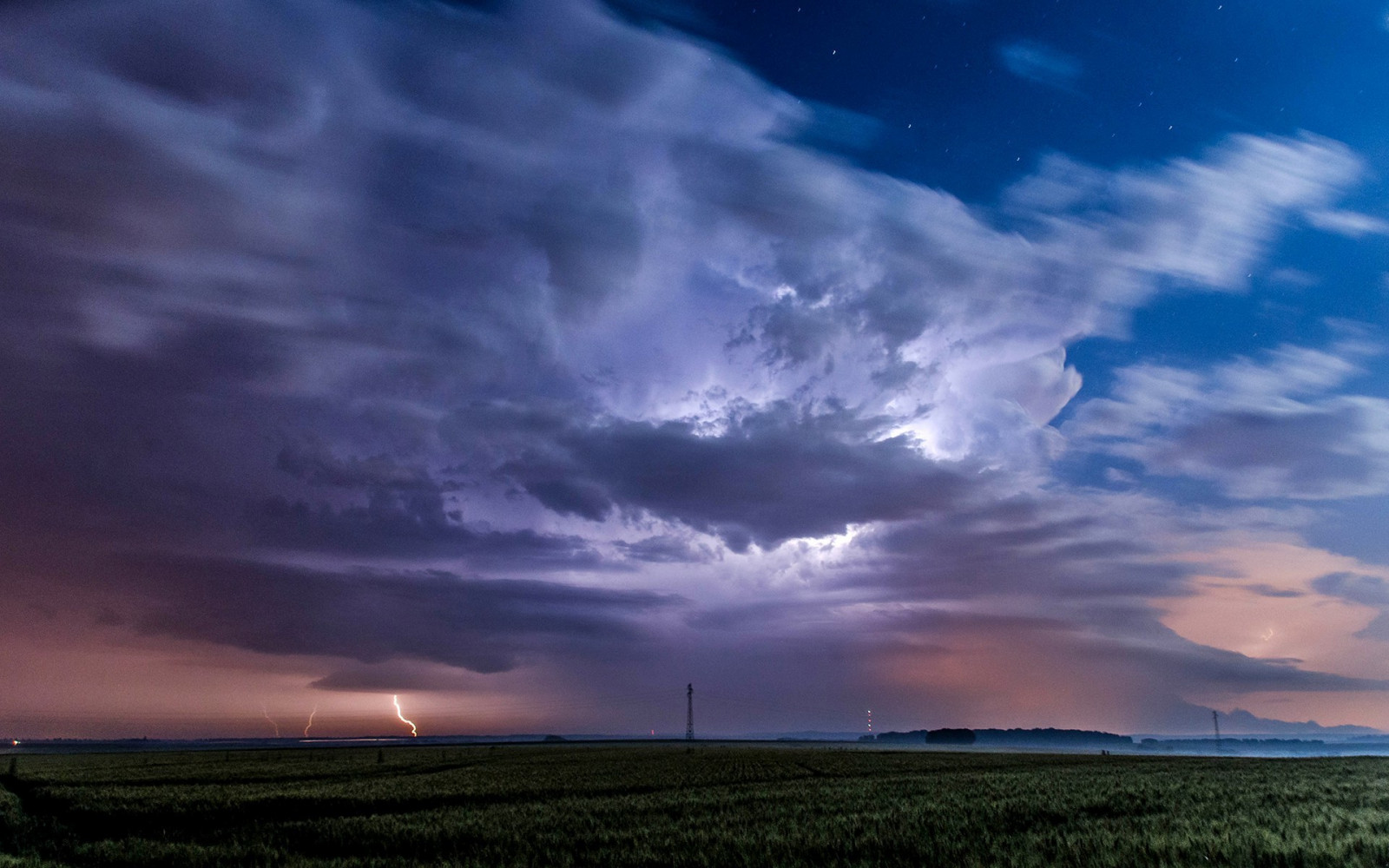 krajobraz, niebo, burza, horyzont, atmosfera, zmierzch, grzmot, Chmura, pogoda, świt, burza z piorunami, Równina, 1920x1200 px, preria, Zjawisko meteorologiczne, cumulus