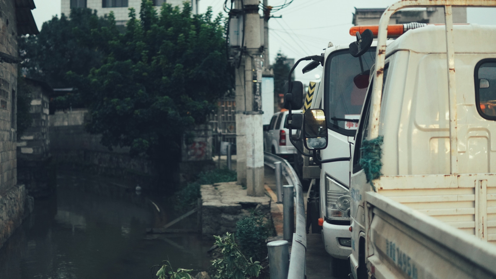 Čína, město, auto, vozidlo, voda