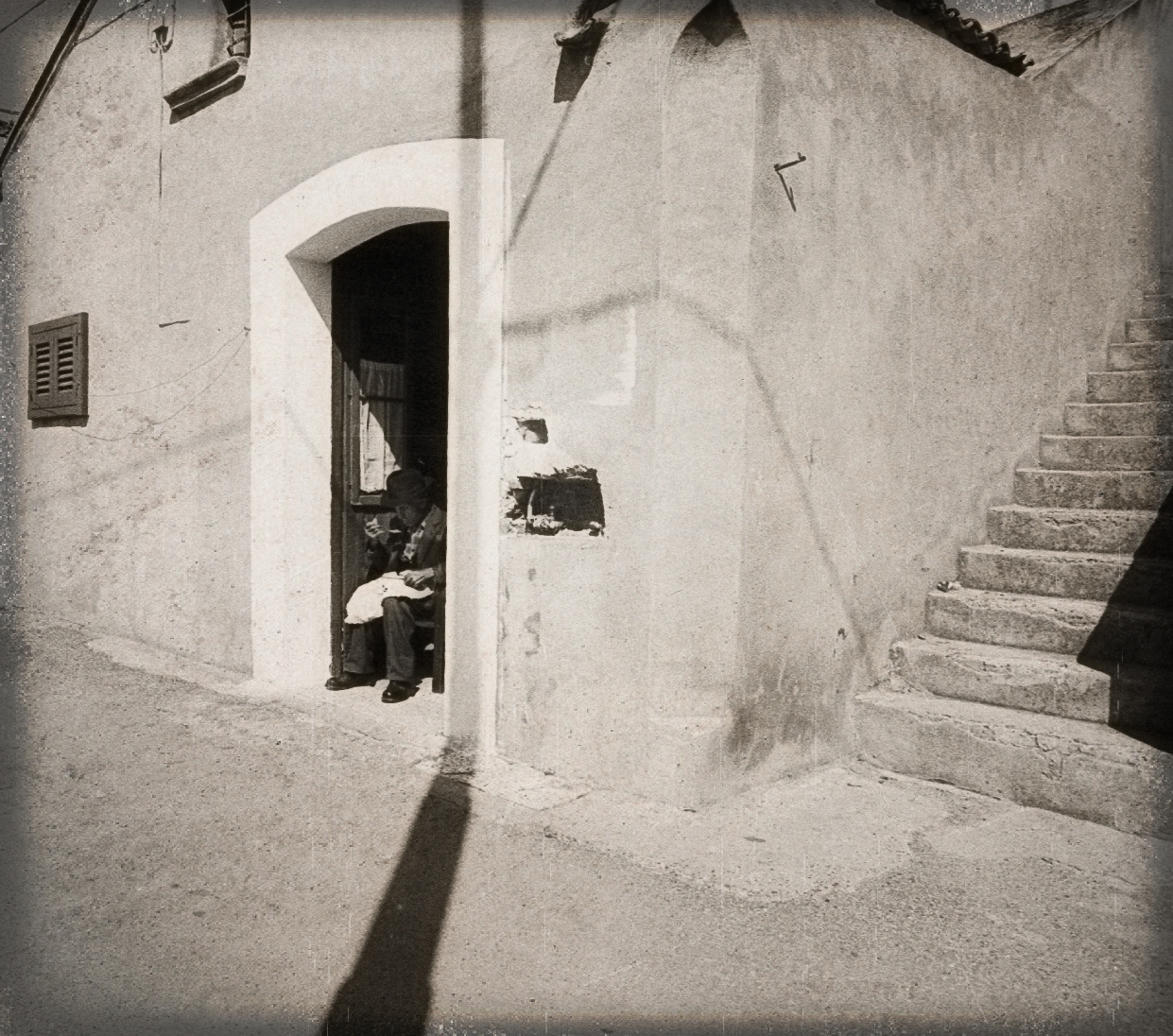 ulice, Černá bílá, mld, Basilicata, pellicola, Pisticci