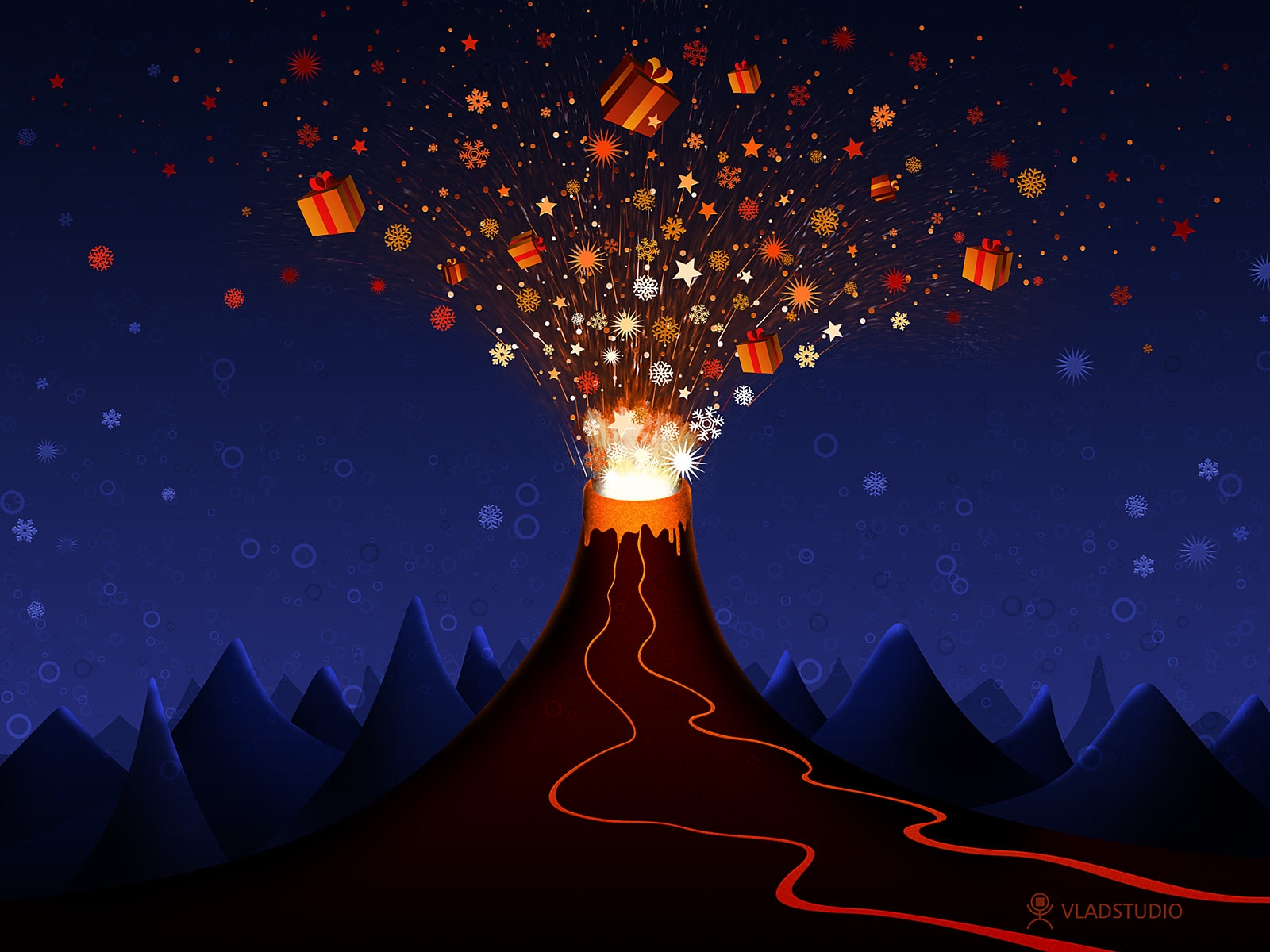 noc, prostor, nebe, Země, sopka, svět, atmosféra, Vánoce, Nový rok, půlnoc, UMĚNÍ, světlo, osvětlení, dárkové předměty, tma, grafika, počítač tapeta, fraktální umění, zvláštní efekty, jev