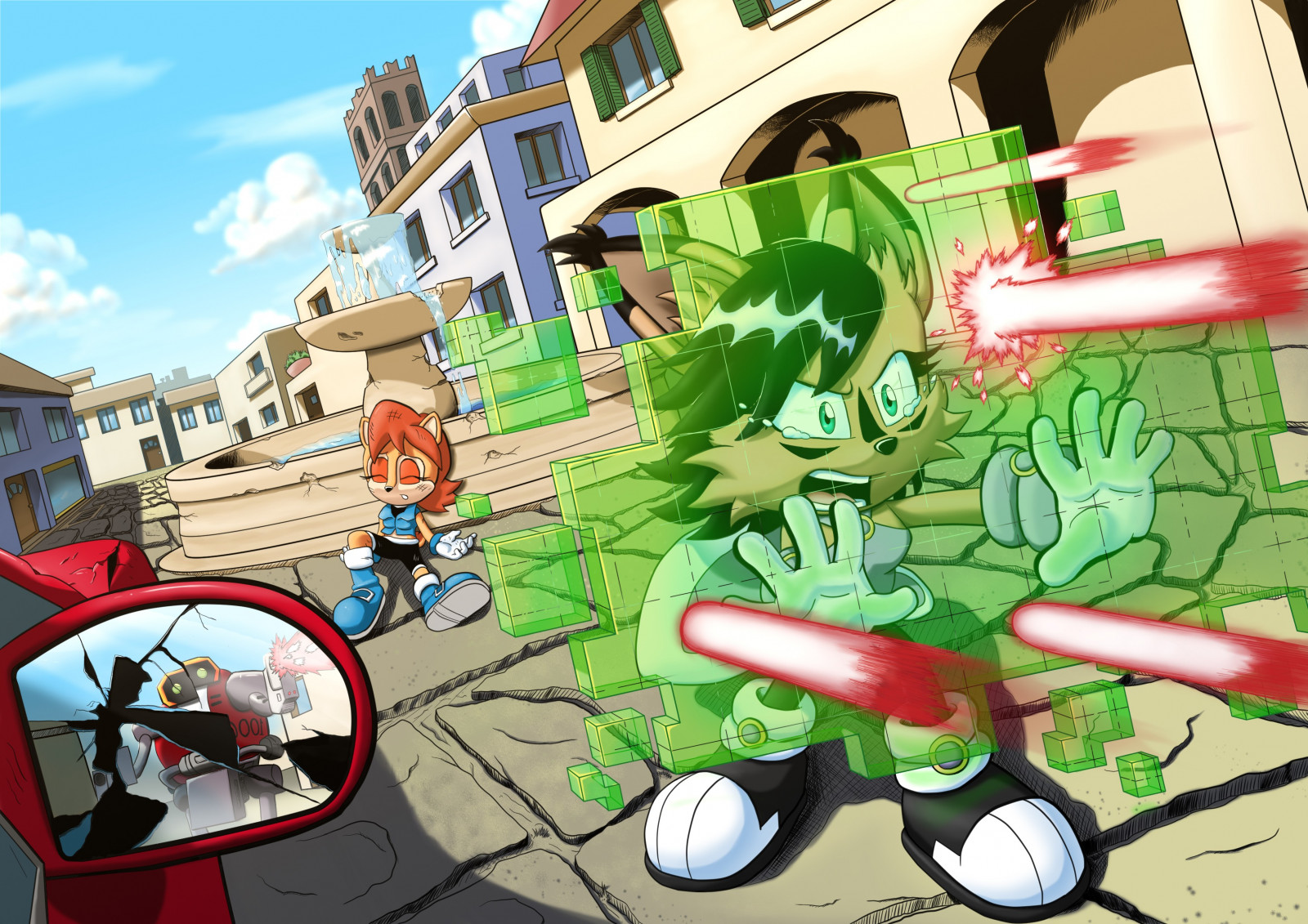 ilustrace, anime, kreslená pohádka, Sonic the Hedgehog, Zvukový, Archie komici, UMĚNÍ, hry, Snímek obrazovky