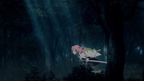 Kimetsu no Yaiba,Mitsuri Kanroji,trees,anime,Anime screenshot,forest