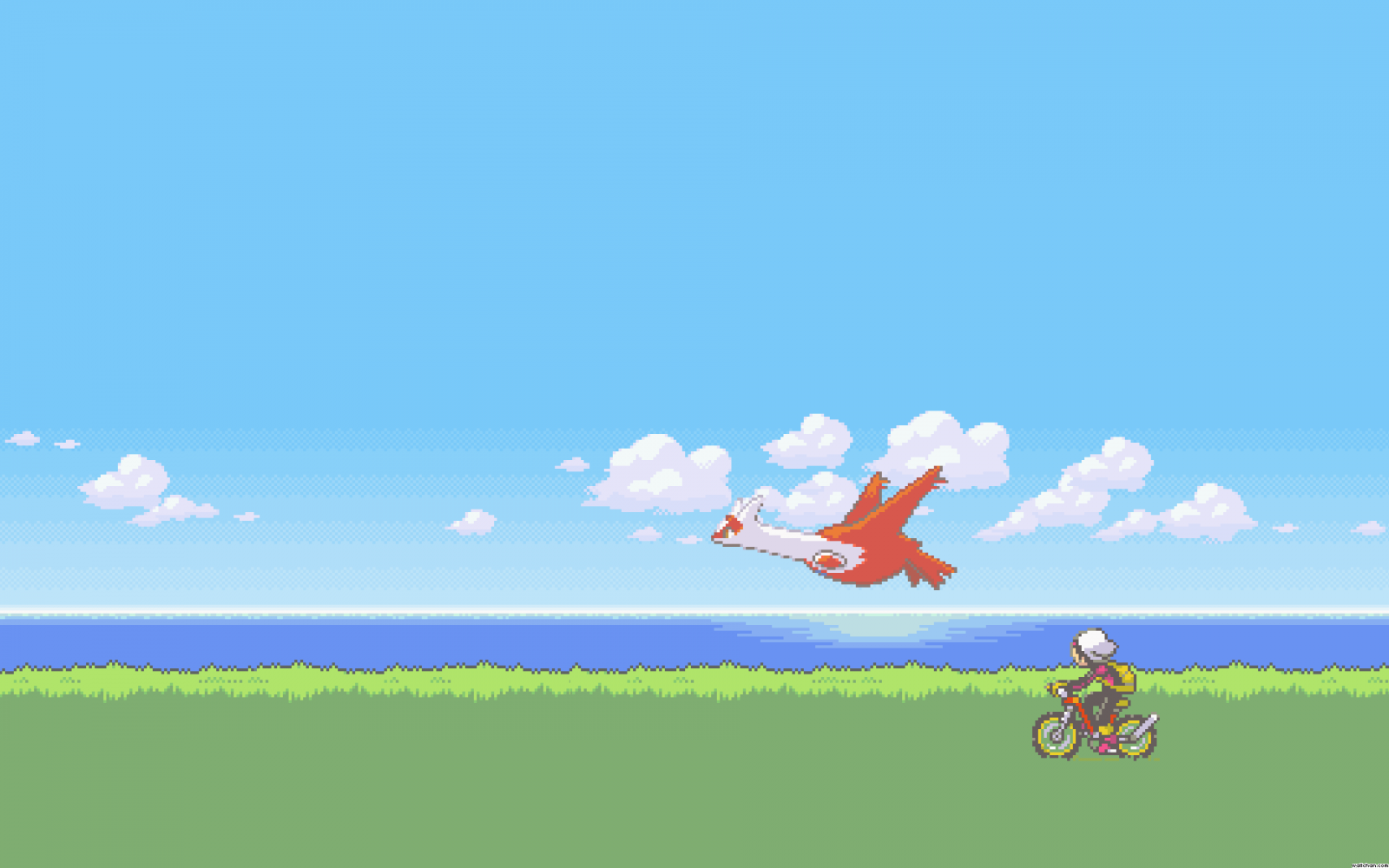 ilustrace, anime, pixel art, tráva, nebe, skákání, Pok mon, Pixelů, Pok mon trenéři, Hračka, louka