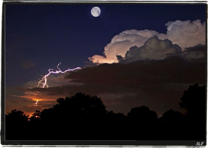 Florida, puesta de sol, cielo, Luna, relámpago, trueno Florida, puesta de sol, cielo, Luna, relámpago, trueno