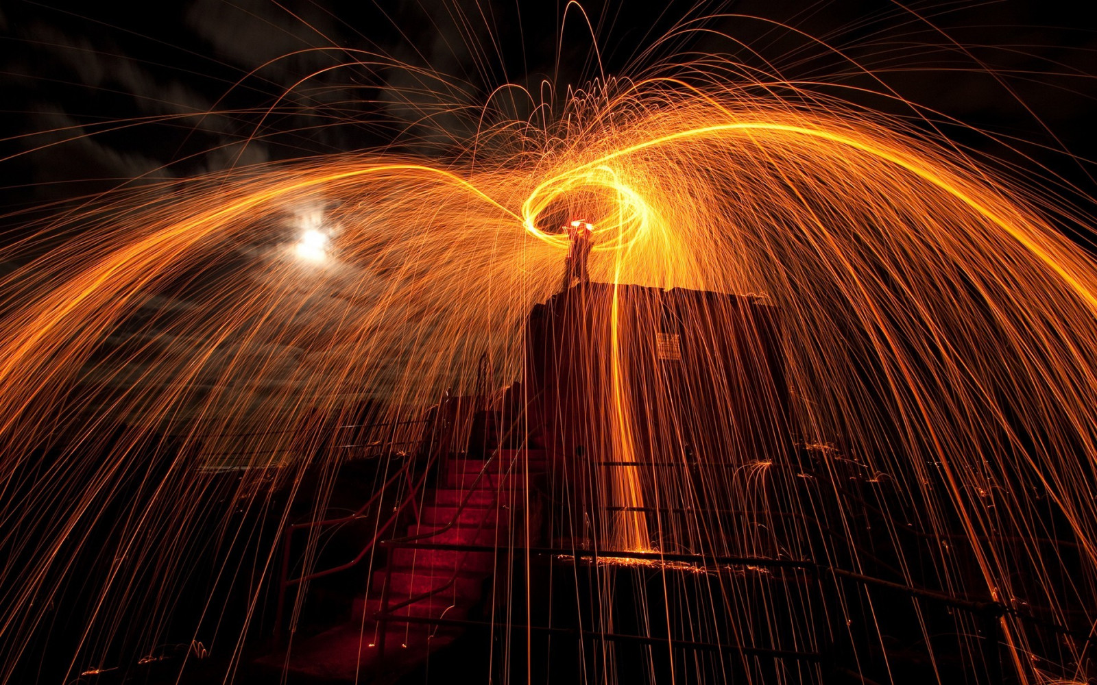 Wallpaper night, long exposure, light, darkness, screenshot