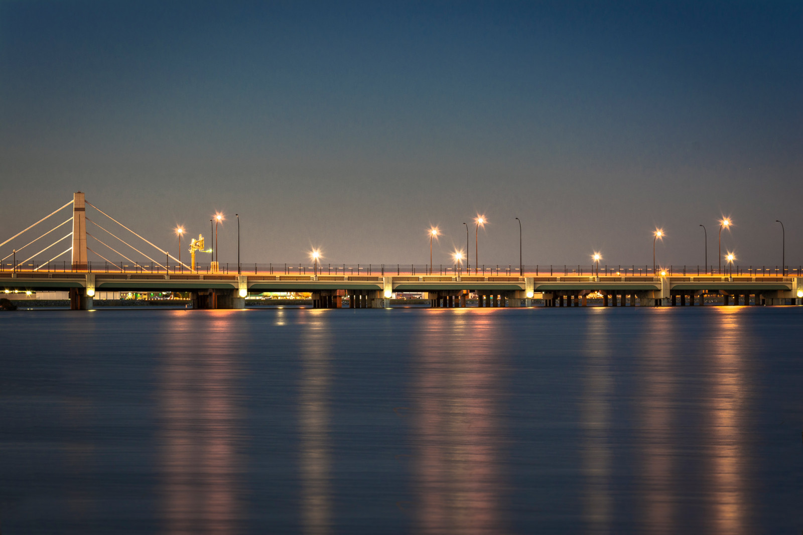 мост, езеро, нощ, отражения, Puente, Lago, светлини, Luces, Noche, Орландо, Nikon, магистрала, в центъра, reflejos, 408, d5200