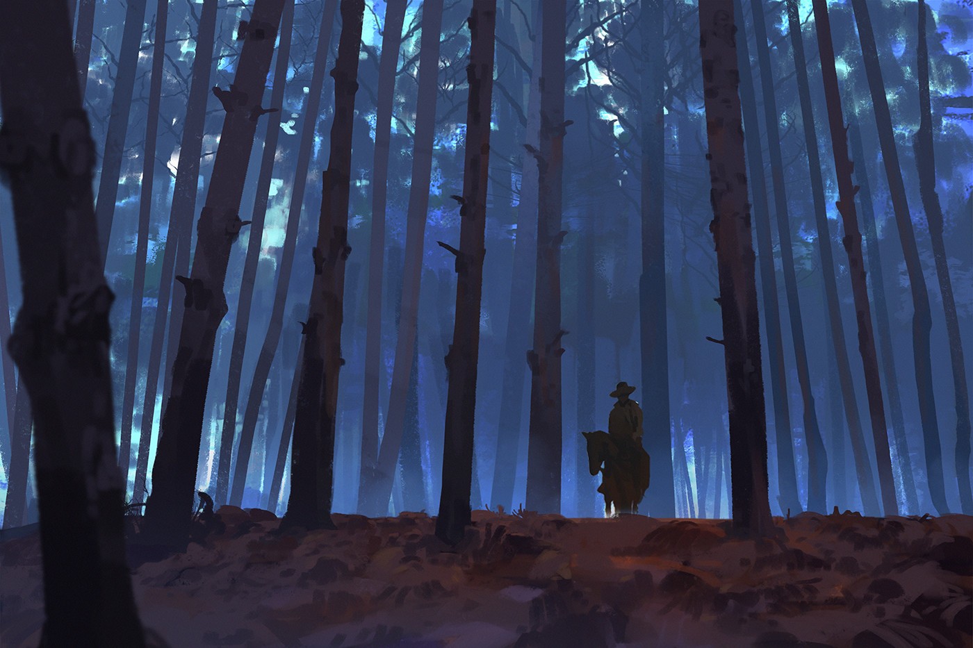 Fond d’écran : lumière du soleil, forêt, Art fantastique, nuit