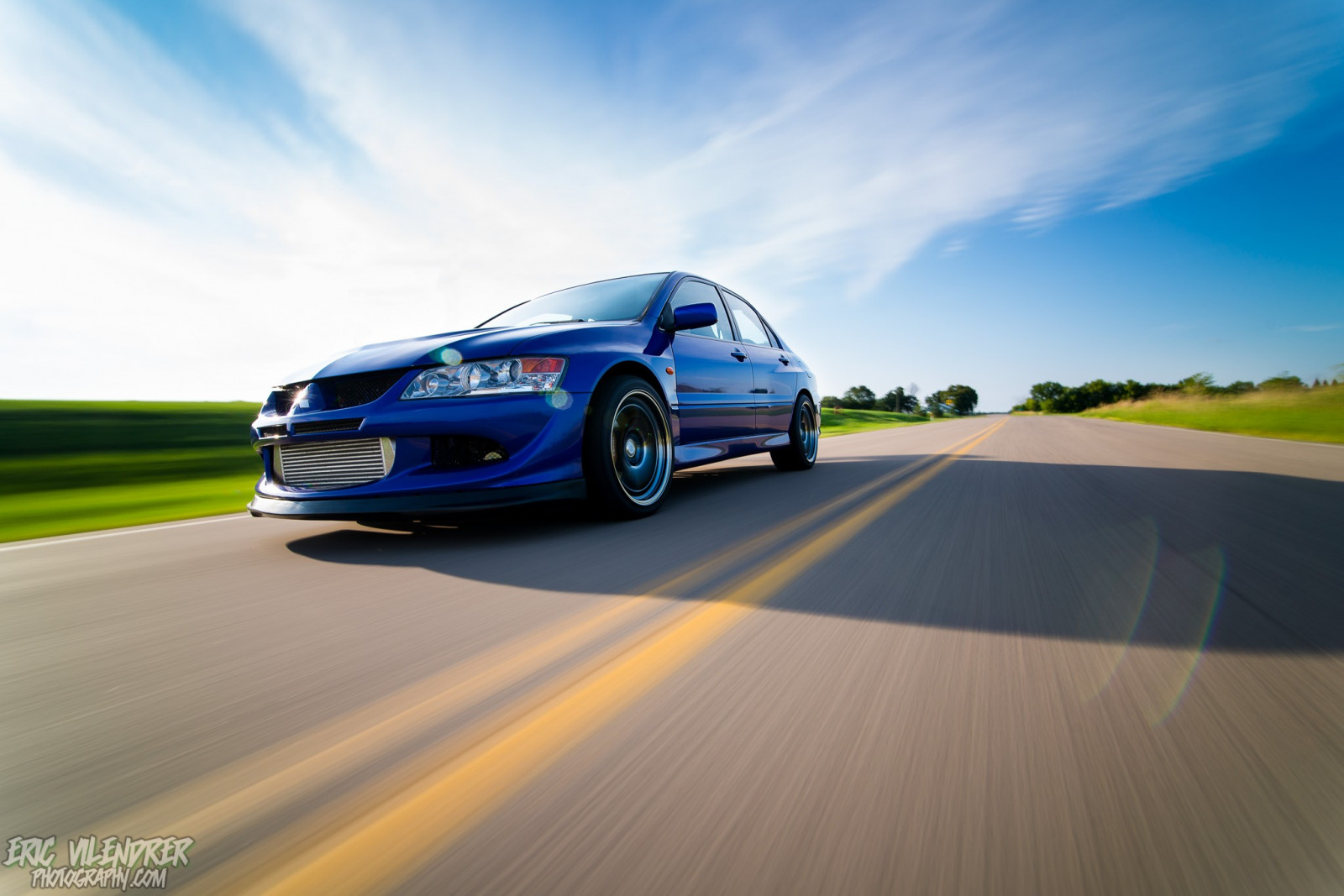 Wallpaper sunlight, road, sports car, highway, Lancer Evolution VIII