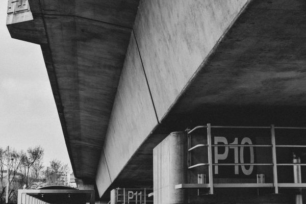 monochrome,bridge,pillar