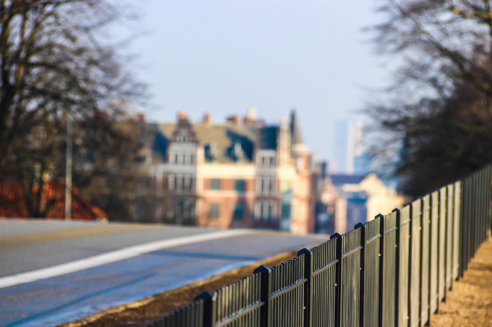 Wallpaper city, street, cityscape, winter, road, house, evening