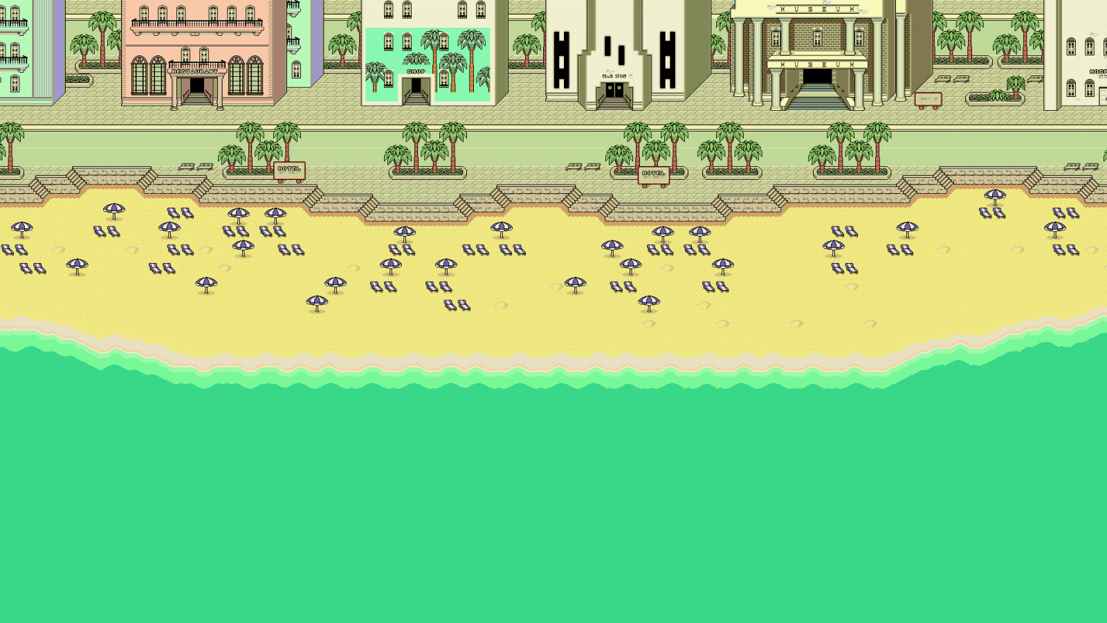 ilustrace, pixel art, umělecká díla, pláž, Pixelů, povrchní, Snímek obrazovky