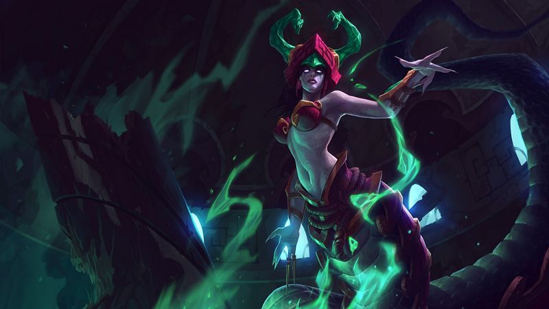 ilustrace, League of Legends, tma, Snímek obrazovky, Cassiopeia League of Legends, 1920x1080 px ilustrace, League of Legends, tma, Snímek obrazovky, Cassiopeia League of Legends, 1920x1080 px