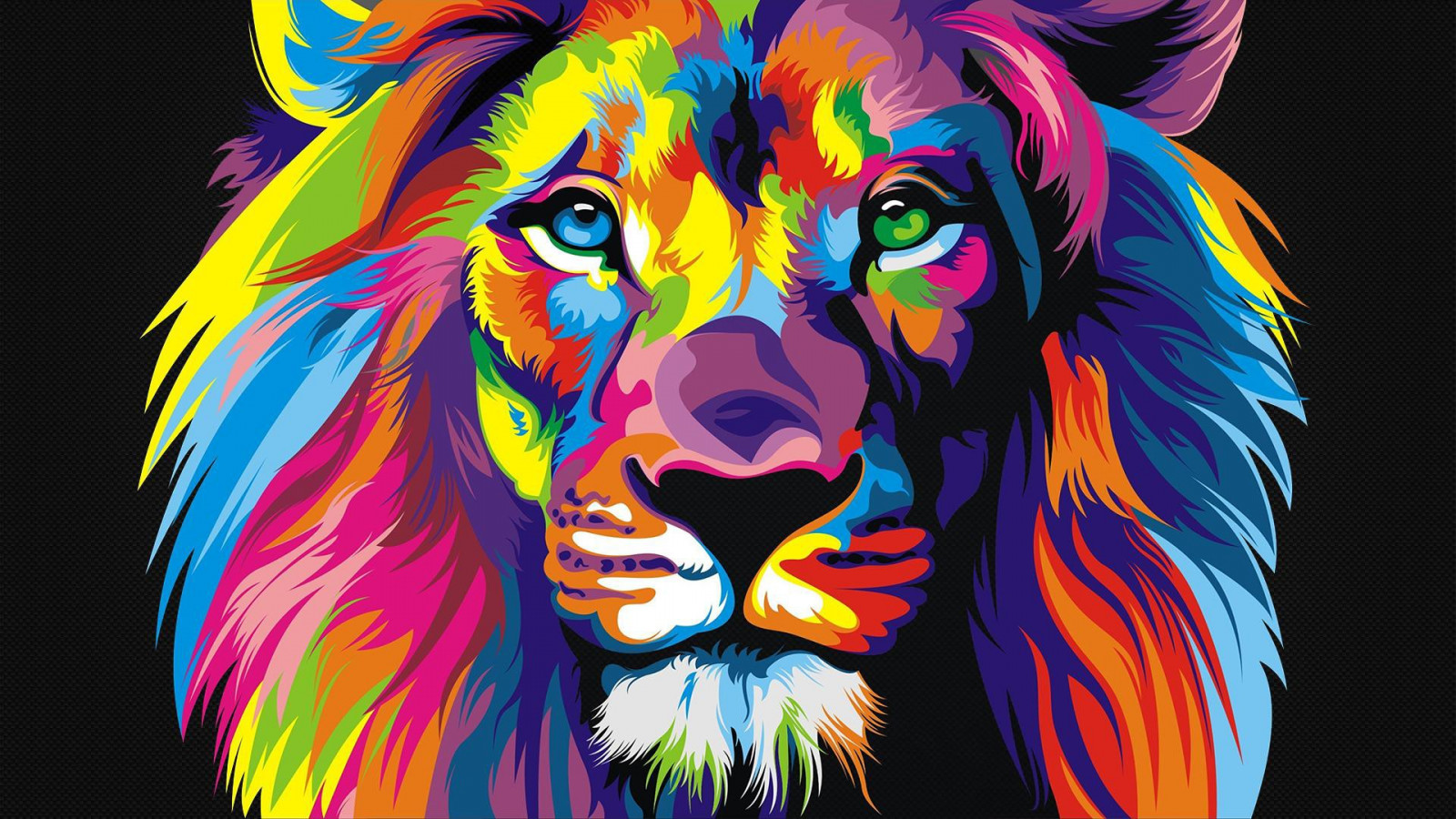 Wallpaper : illustration, digital art, lion, big cats, ART, color ...