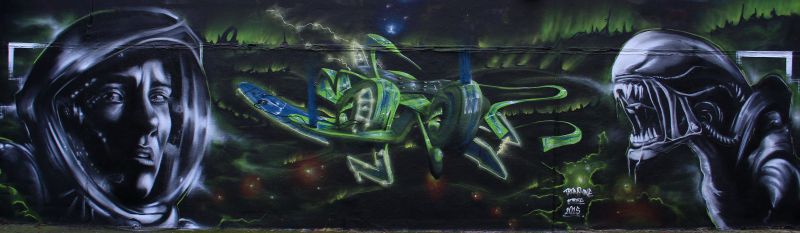 zelená, UMĚNÍ, grafiti, pouliční umění, nástěnná malba, organismus