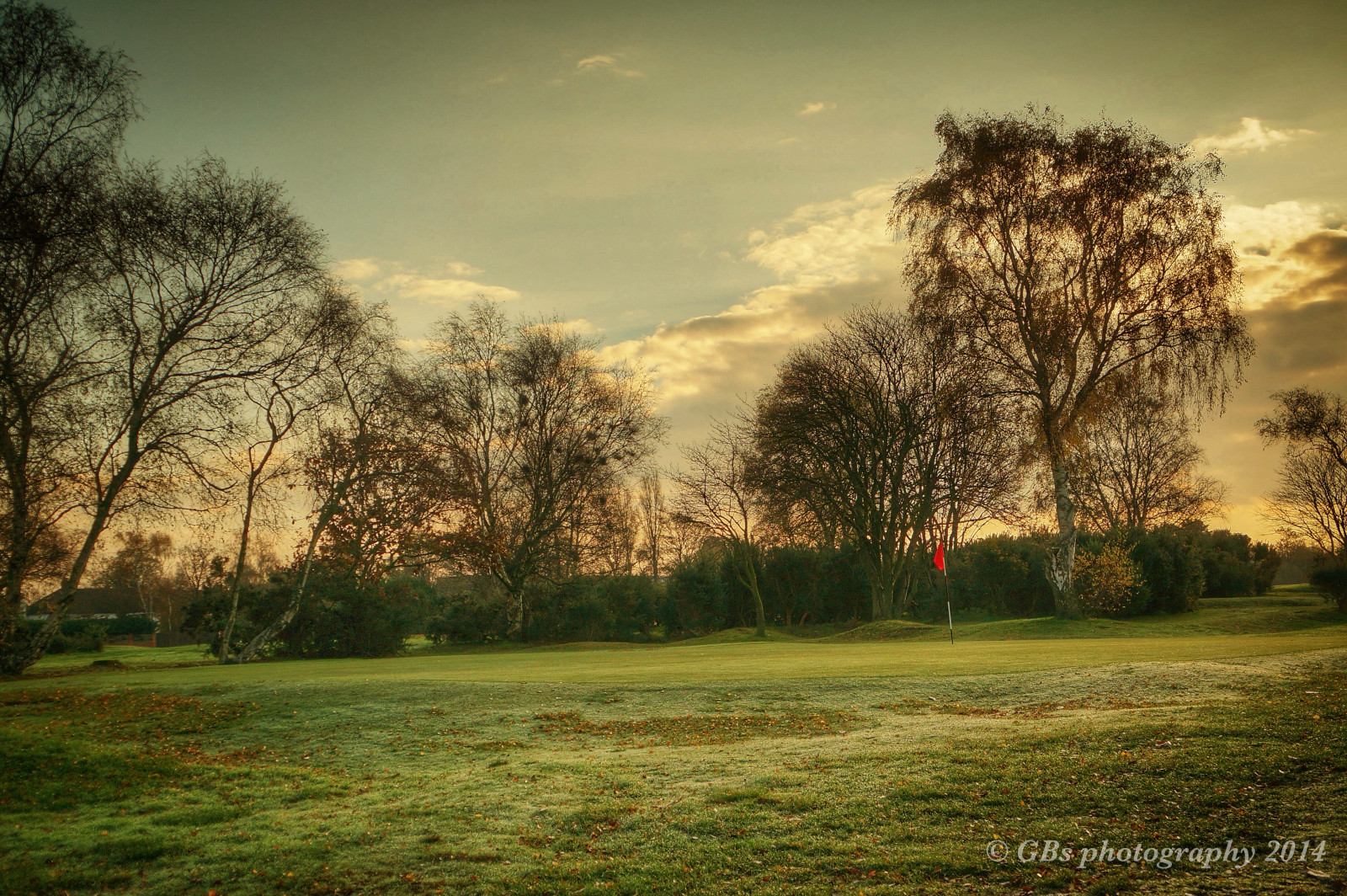 sport, svítání, golf, krajina, mrazivý, Birkenhead, Wirral