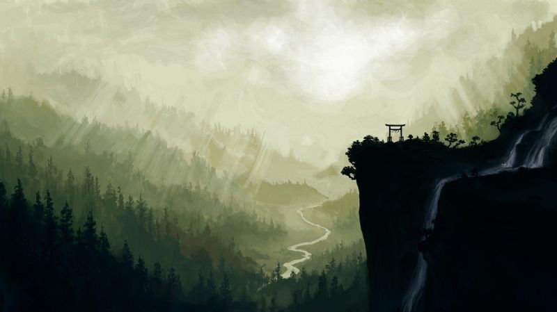 slunečnímu záření, krajina, nebe, Japonsko, vodopád, Příroda slunečnímu záření, krajina, nebe, Japonsko, vodopád, Příroda