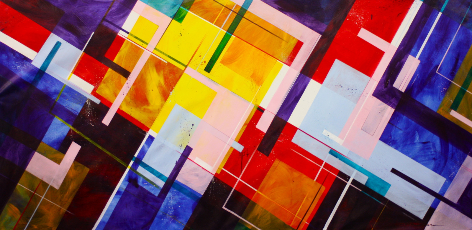 farverig, abstrakt, rød, afspejling, symmetri, blå, glas, cirkel, linjer, figurer, KUNST, lys, farve, form, design, linje, moderne kunst