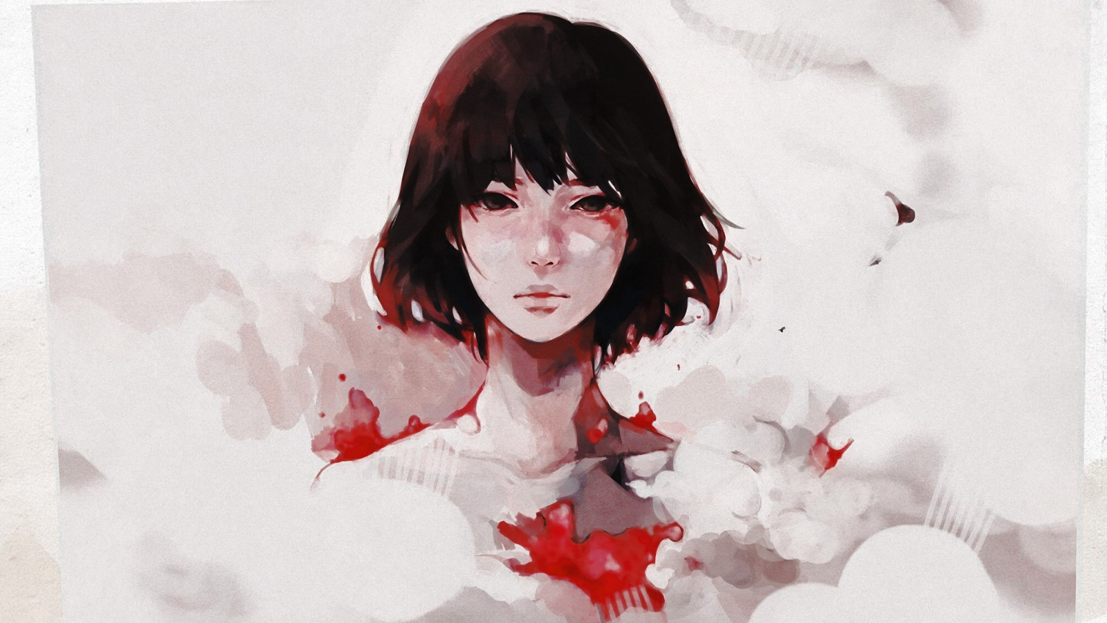 výkres, bílý, ilustrace, fantasy umění, anime, anime dívky, Červené, růžový, květ, žena, skica