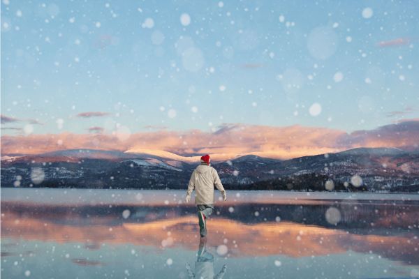 sunset,selfportrait,abstract,man,snow,mountains