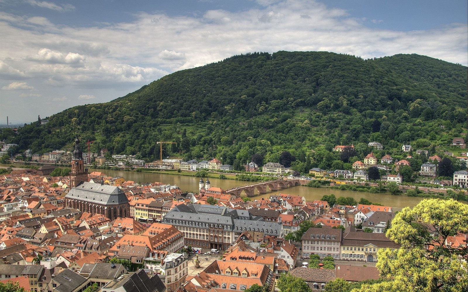 Германия, панорама, река, изглед, пейзаж, планини