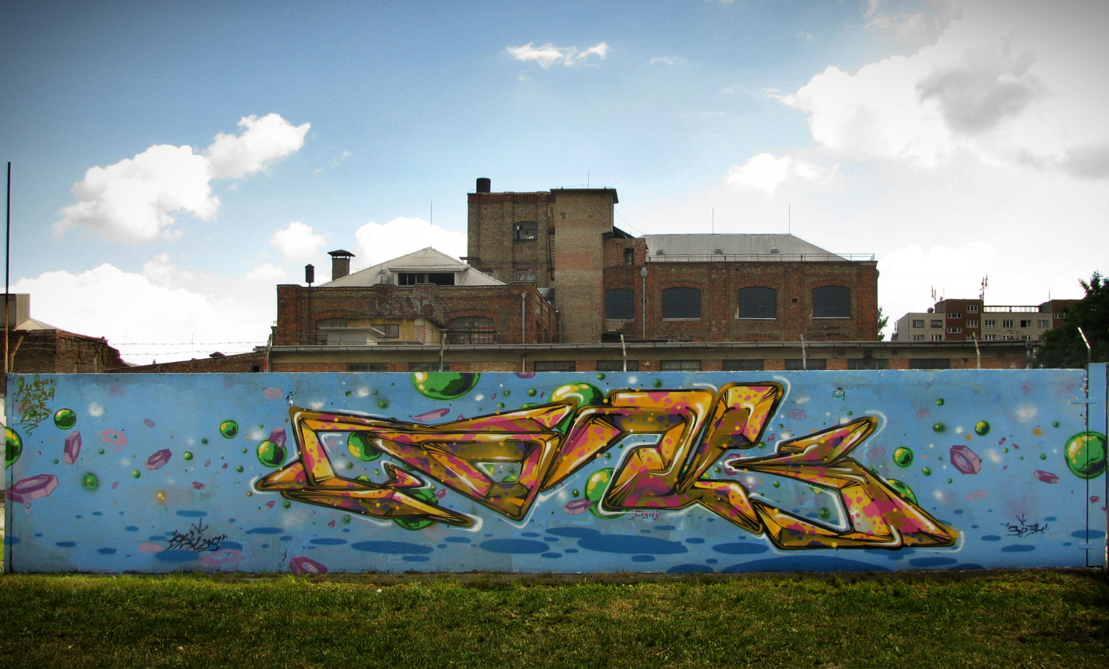 verde, giallo, parete, palla, la pittura, oro, graffiti, Ungheria, Budapest, apocalisse, forchetta, spray, legale, AFX, 307, ubs, Fanatix, sw307