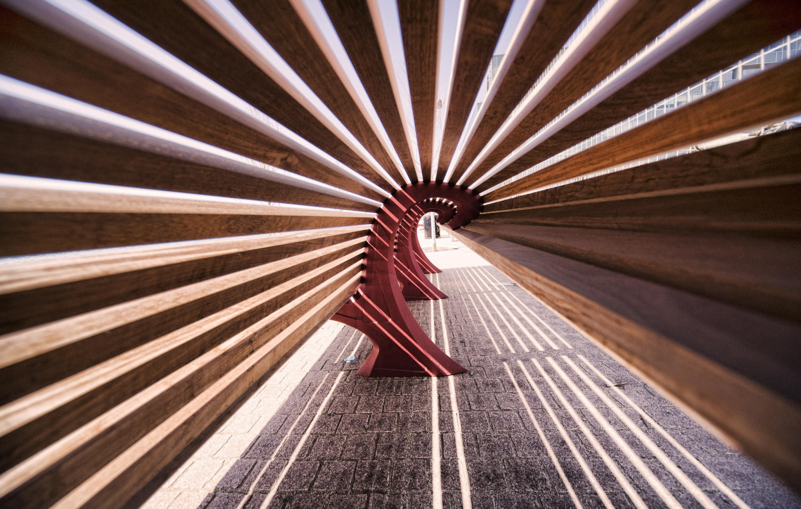 Wallpaper : sunlight, wood, symmetry, bench, pattern, worm's eye view ...