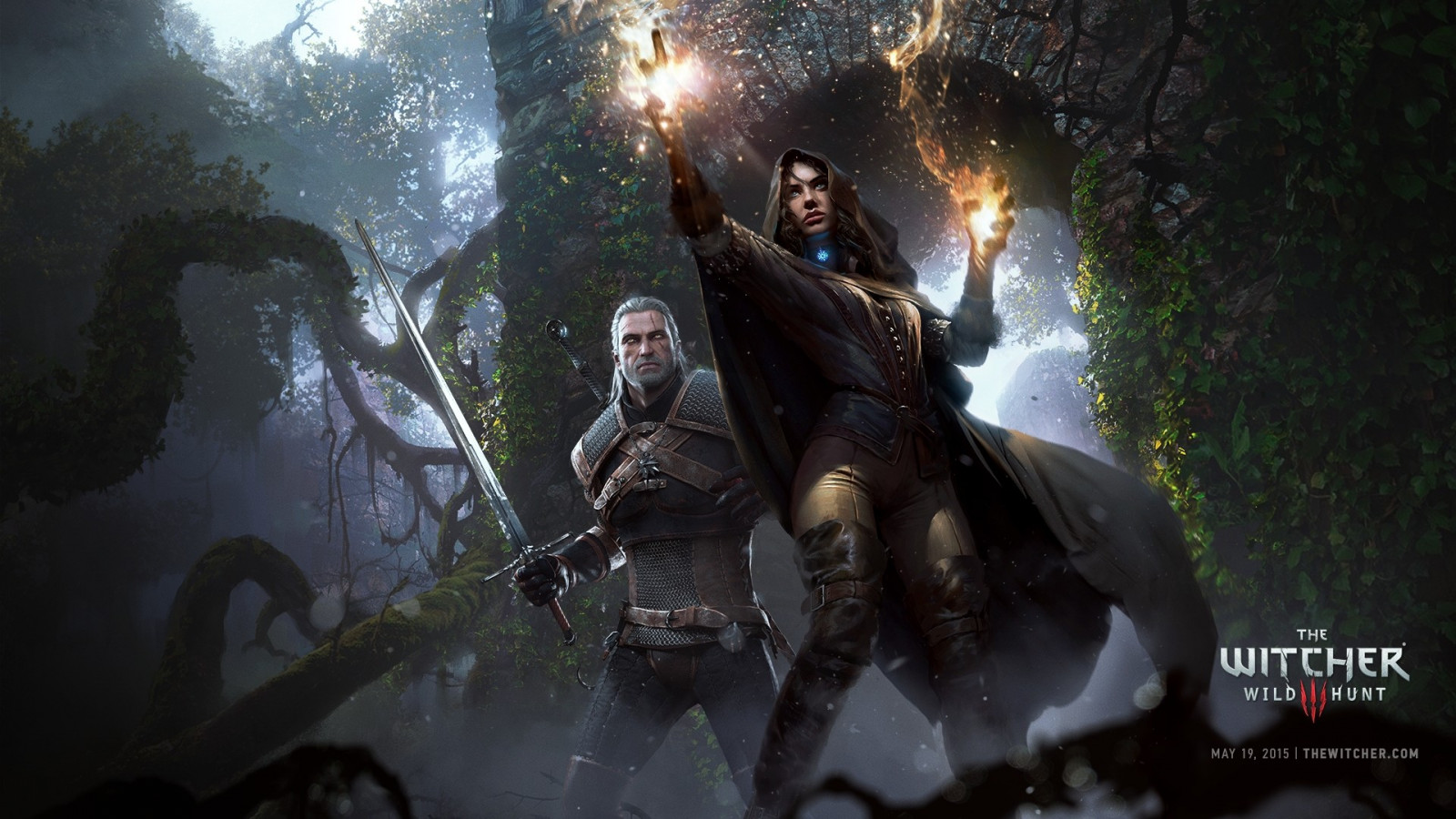 The Witcher, Witcher 3 ล่าสัตว์ป่า, Geralt of Rivia, ความมืด, ภาพหน้าจอ, วอลล์เปเปอร์คอมพิวเตอร์, เกมพีซี