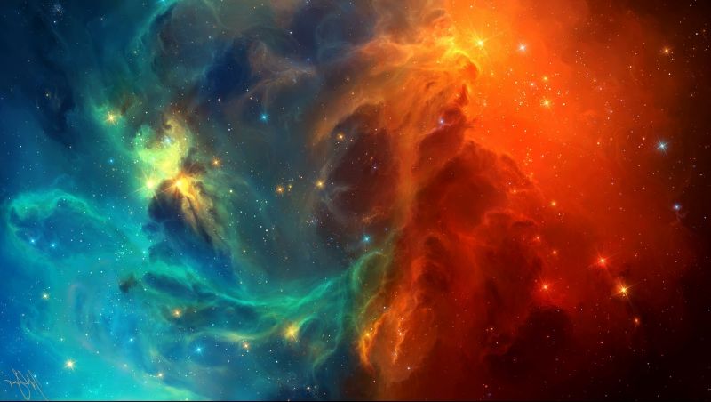 prostor,hvězdy,TylerCreatesWorlds,2560x1448 px,galaxie