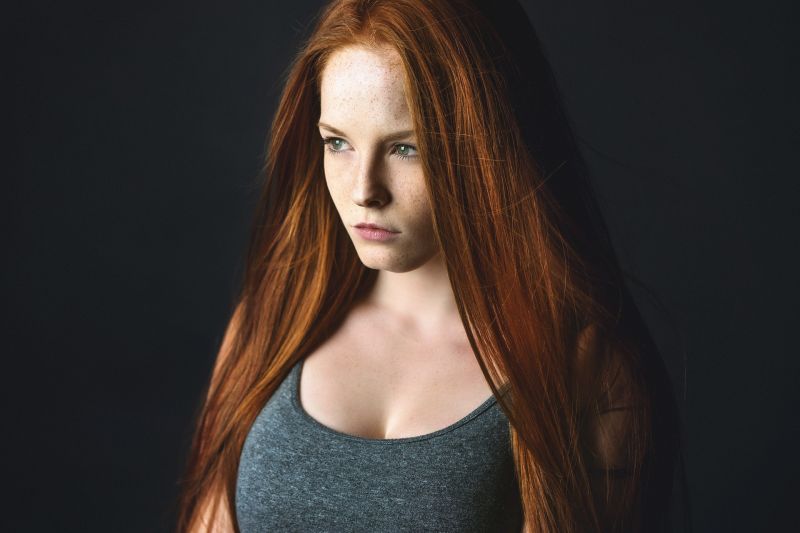 tvář, ženy, ryšavý, model, portrét, odvrátila tvář, ženy, ryšavý, model, portrét, odvrátila