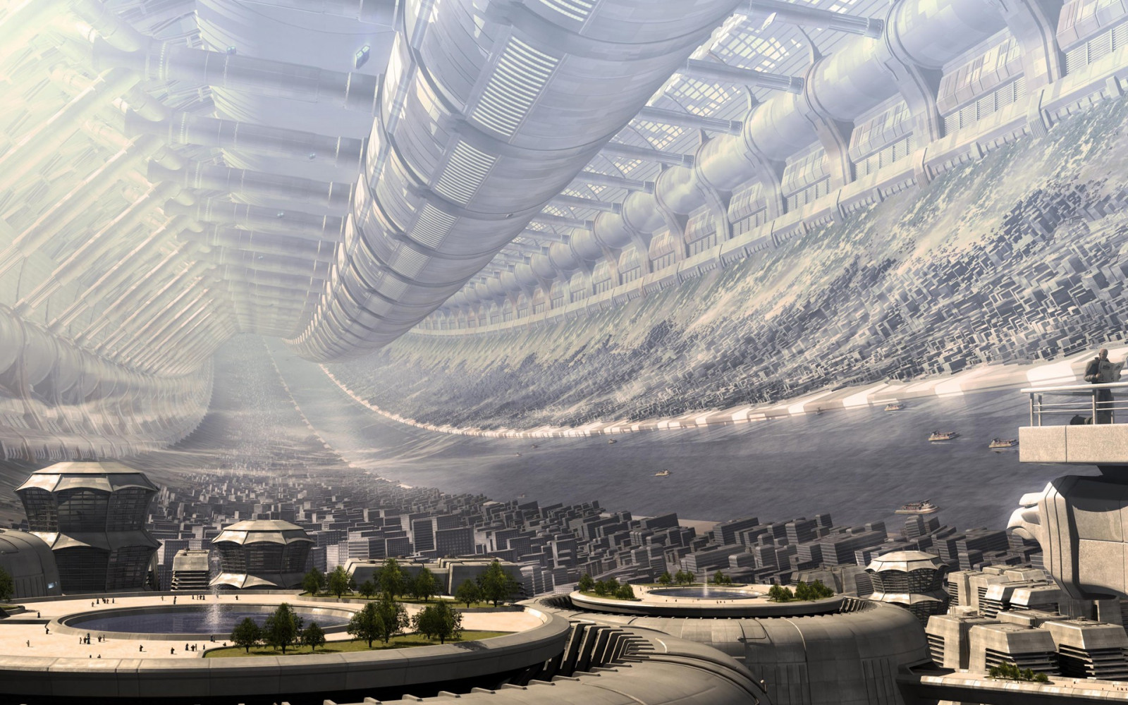 Bäume, Stadt, Stadtbild, die Architektur, Gebäude, Betrachtung, Fotografie, Wolkenkratzer, Turm, Science-Fiction, Stadion, grau, Struktur, Arena, Wahrzeichen, Atmosphäre der Erde, Sportveranstaltung, Luftaufnahmen