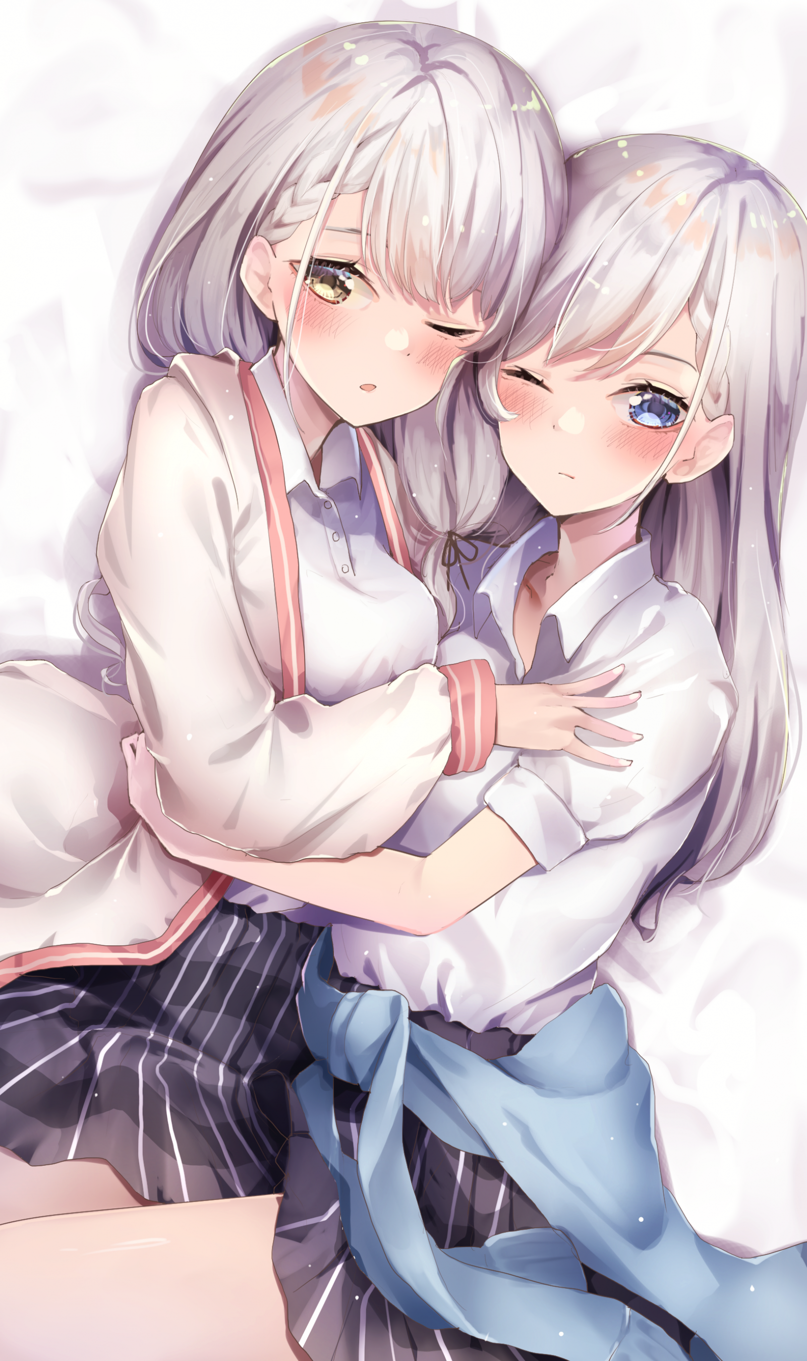 Anime, Anime cô gái, THE email protected, THE email protected Cinderella Girls, Hisakawa Hayate, Hisakawa Nagi, tóc dài, tóc bạc, Cặp song sinh, Tác phẩm nghệ thuật, nghệ thuật số, fanart