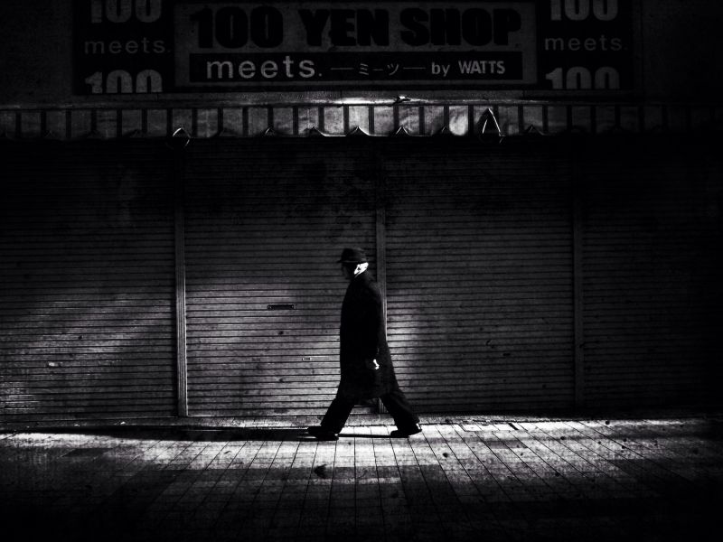 bílý, Černá, černobílý, ulice, noc, stín bílý, Černá, černobílý, ulice, noc, stín