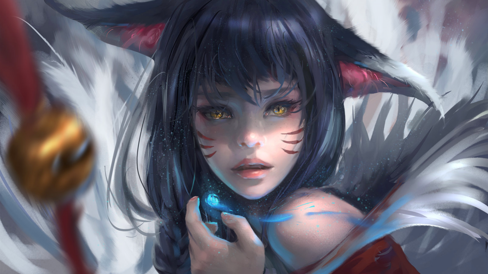 Wallpaper : digital art, anime, DeviantArt, Ahri League of Legends