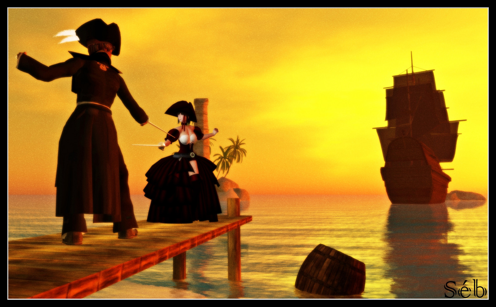 loď, moře, život, GIMP, romantika, SL, druhý život, virtuální svět, Snímek obrazovky, pirát, hudební divadlo, bioubyulysses, sebcaenulysses, portosegguro