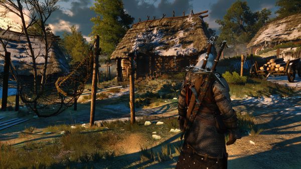 CD Projekt RED,white hair,screen shot,The Witcher,snow covered,Velen